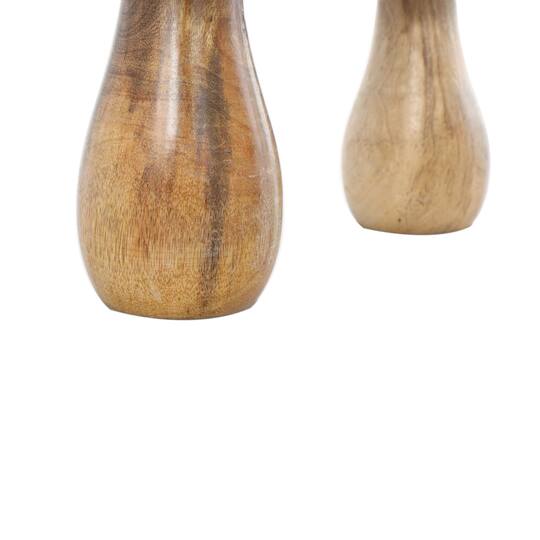 Stainless Steel & Wood Mushroom Hammered Sculpture Set